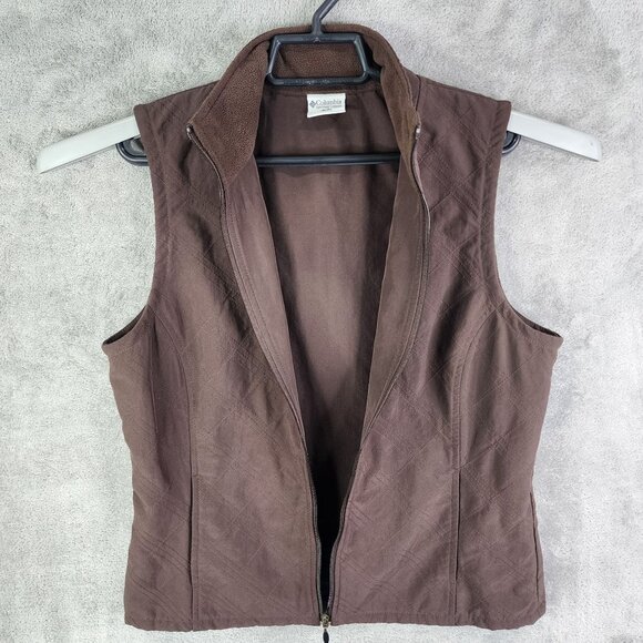 Womens Brown Columbia Quilted Vest Jacket Polyester Zip Up Sleeveless Size S - Picture 4 of 9